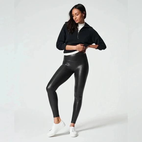 Spanx Faux Leather Leggings Black Small - Picture 1 of 7